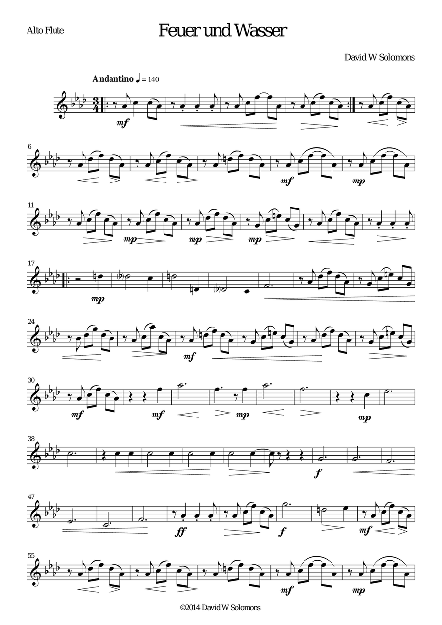 Feuer und Wasser (Fire and Water) for flute quartet Flute Quartet scores gallery preview page 6