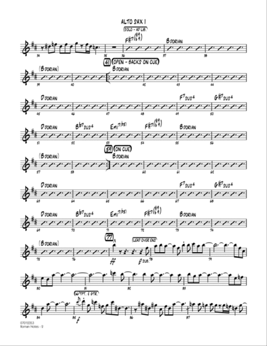 Roman Notes - Alto Sax 1 Alto Saxophone scores gallery preview page 2