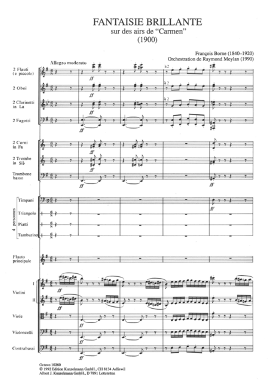 Fantaisie brillante sur des airs de 'Carmen' for flute and orchestra Orchestra scores gallery preview page 2