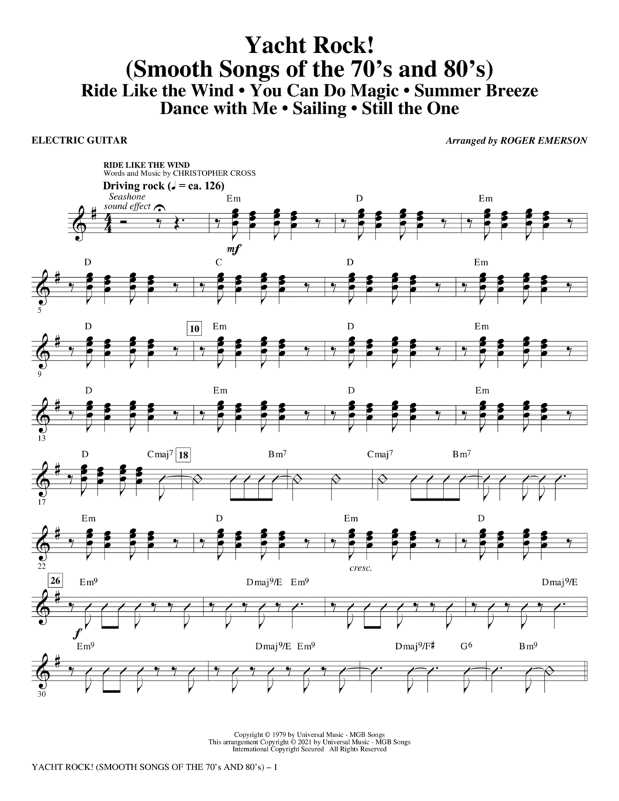 Yacht Rock! (Smooth Songs of the '70s and '80s) - Electric Guitar Choir scores gallery preview page 1