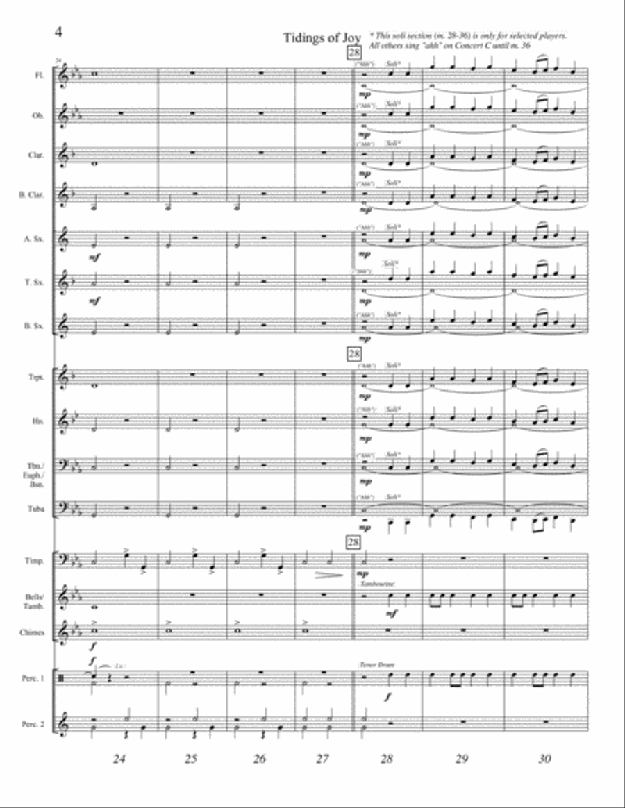 TIDINGS OF JOY (young concert band - Easy - score, parts, & license to copy) image number null