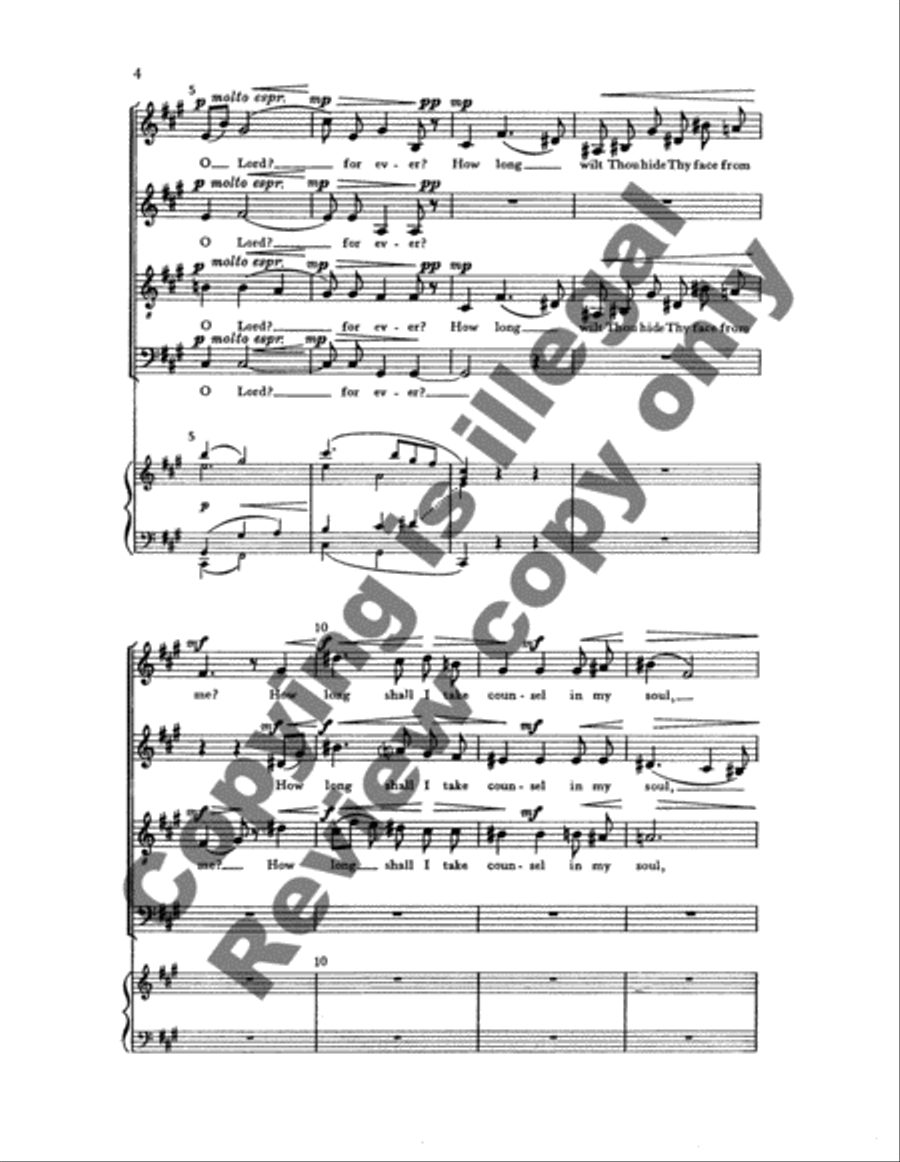 Two Psalms and a Proverb: 3. How Long Wilt Thou Forget Me, O Lord 4-Part scores gallery preview page 9