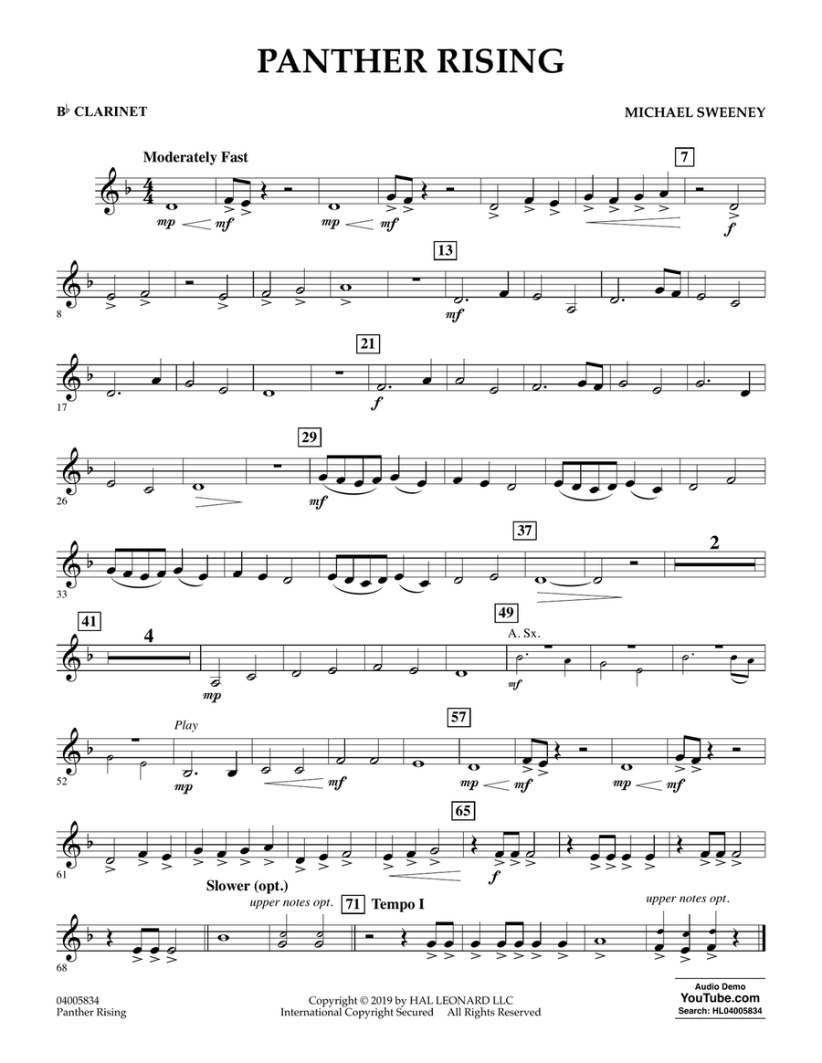 Panther Rising - Bb Clarinet Concert Band scores gallery preview page 1