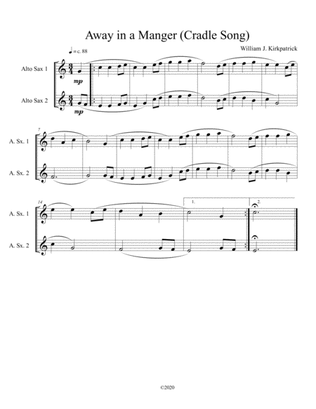 Away in a Manger (Cradle Song) for alto sax duet