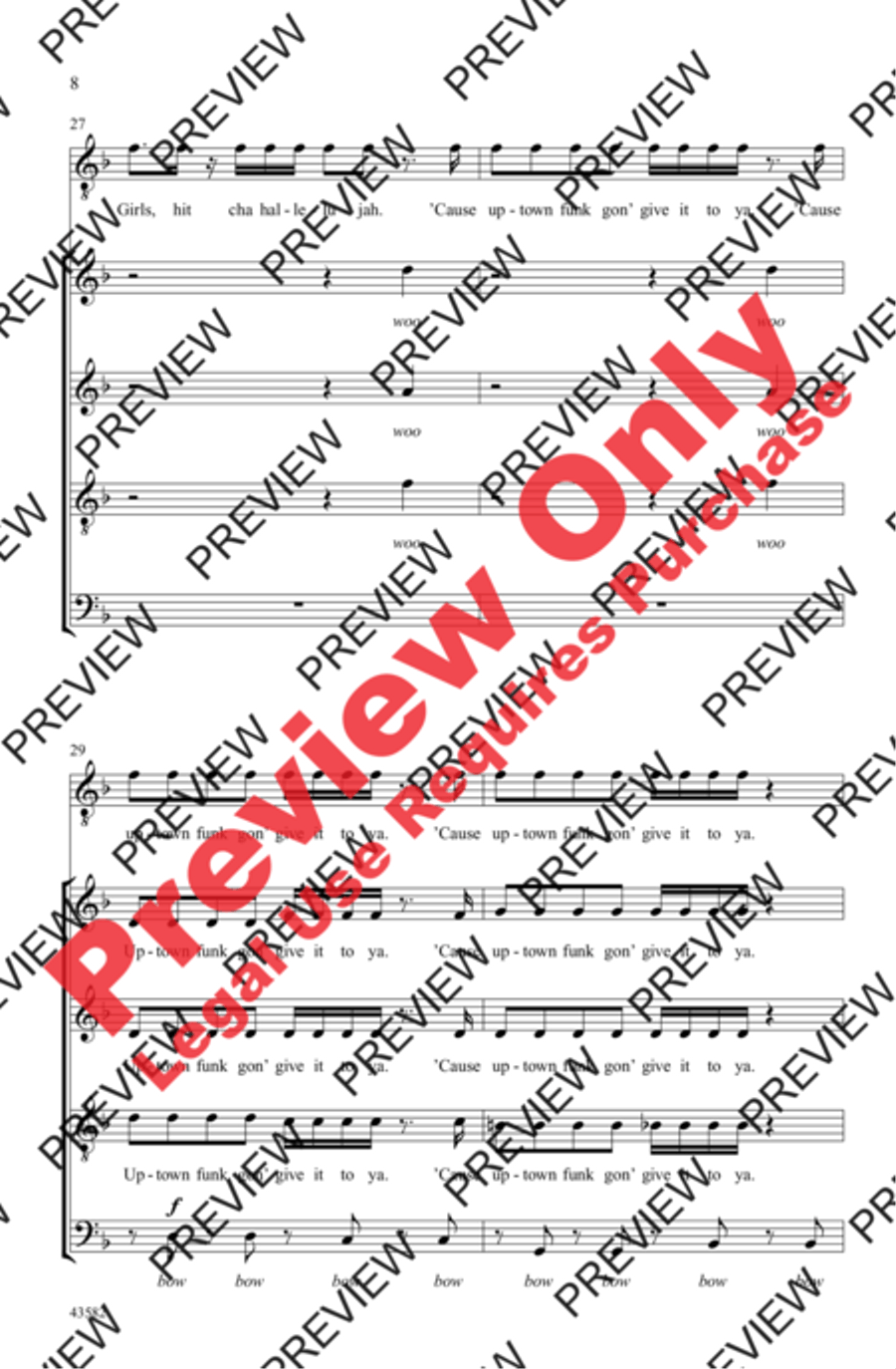 Uptown Funk 4-Part scores gallery preview page 8