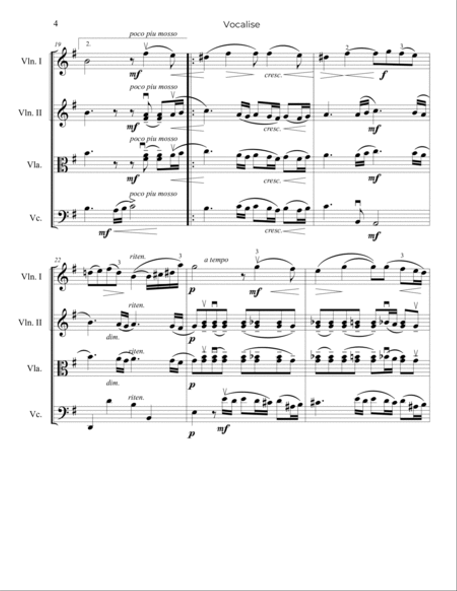 Rachmaninoff: Vocalise - String Trio, or 2 Violins and Cello String Trio scores gallery preview page 5