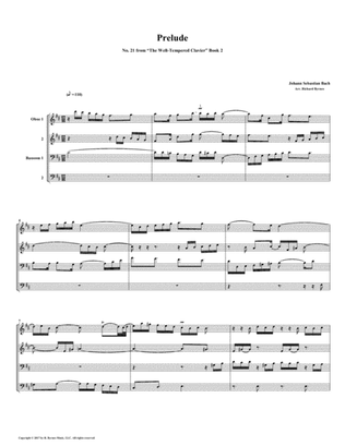 Prelude 21 from Well-Tempered Clavier, Book 2 (Double Reed Quartet)