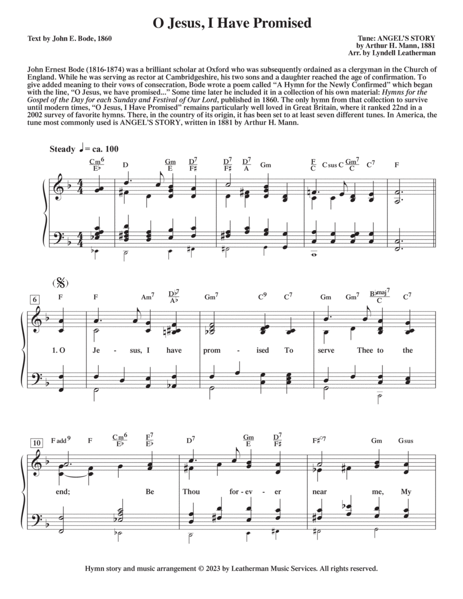 O Jesus, I Have Promised Piano, Vocal, Guitar scores gallery preview page 1