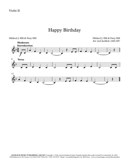 Happy Birthday (String Quartet) image number null