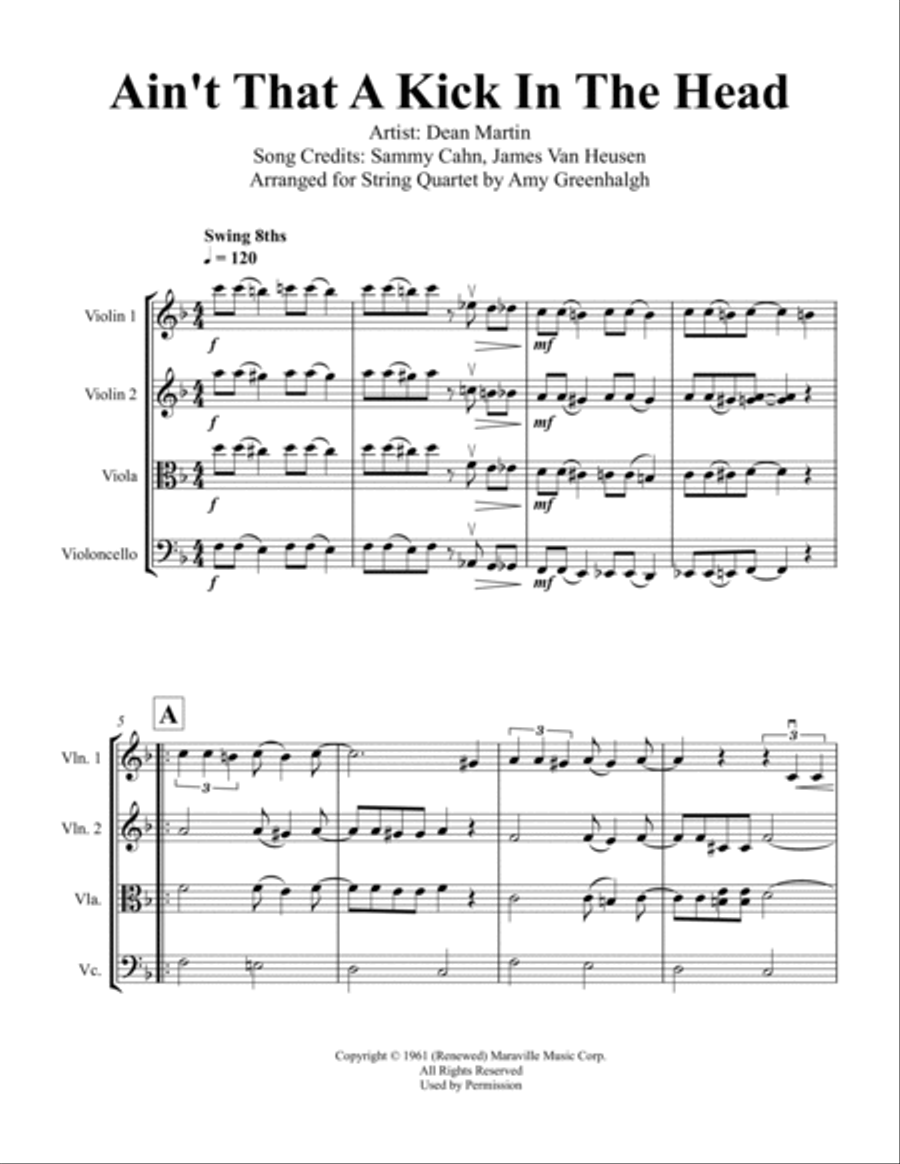 Ain't That A Kick In The Head String Quartet scores gallery preview page 3