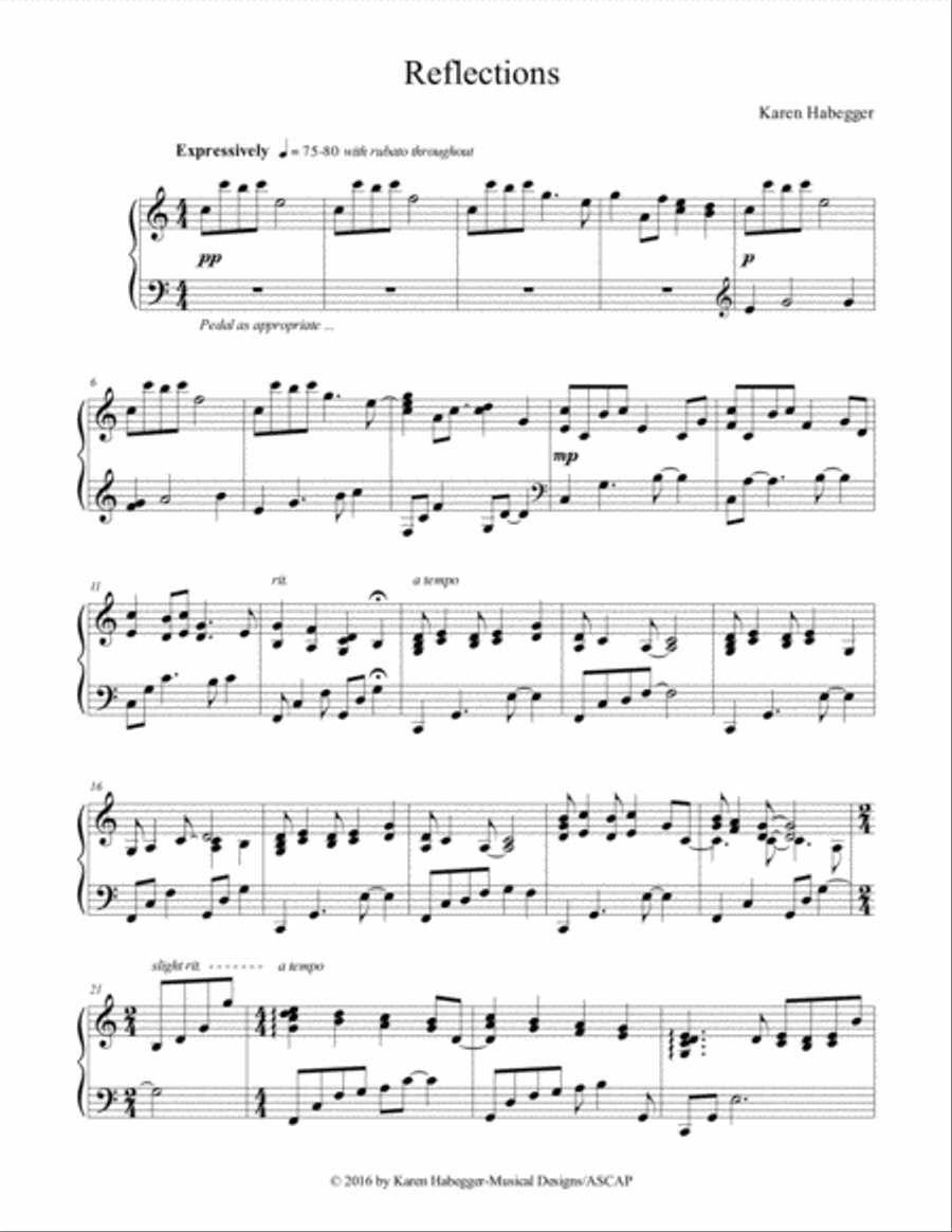 Reflections Piano Solo scores gallery preview page 1