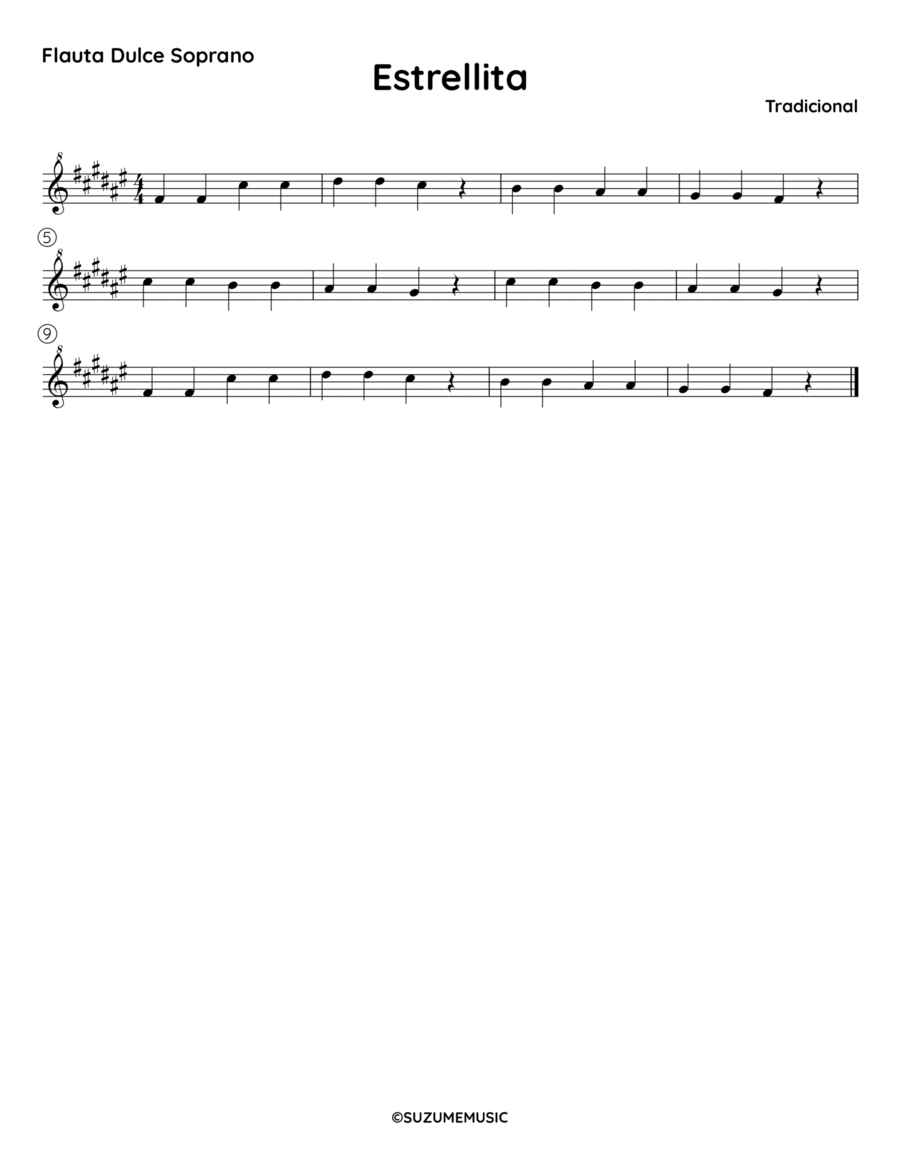 Estrellita - F# Flute Solo scores gallery preview page 1