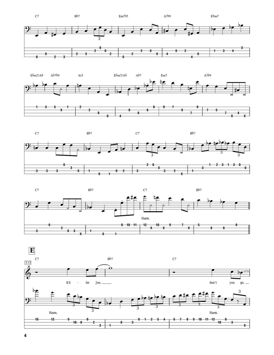 Killer Joe Bass Guitar Tablature scores gallery preview page 4