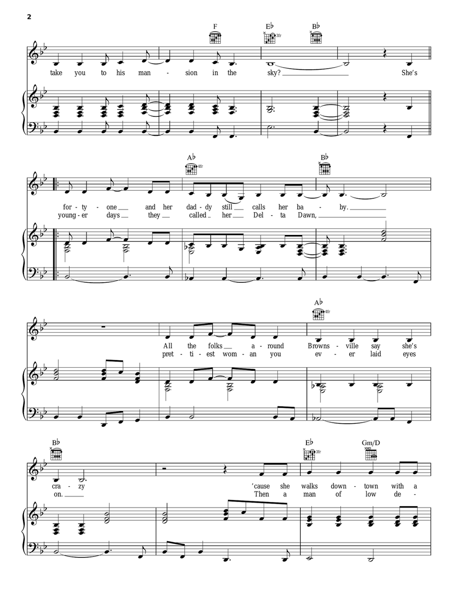Delta Dawn Piano, Vocal, Guitar scores gallery preview page 2