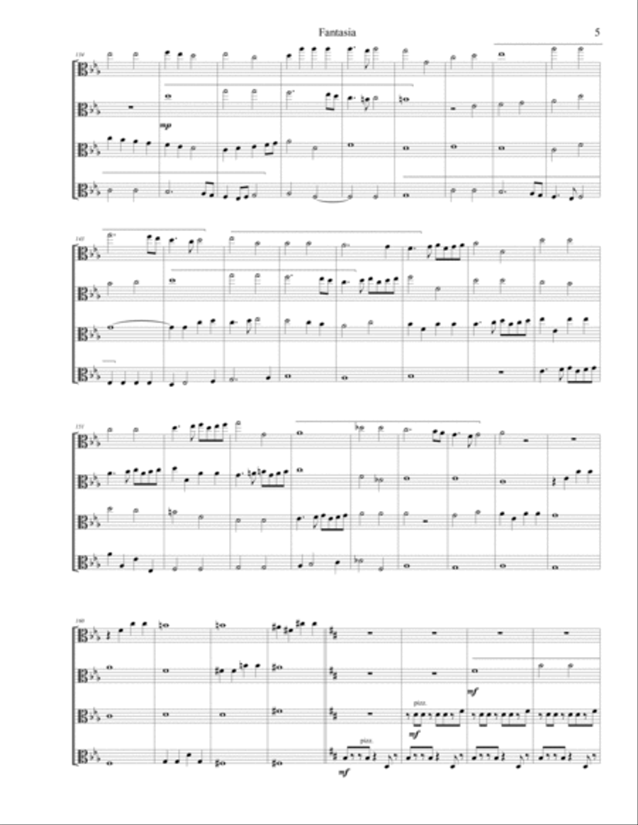 Fantasia on Mille Regretz for viola quartet (score and parts)