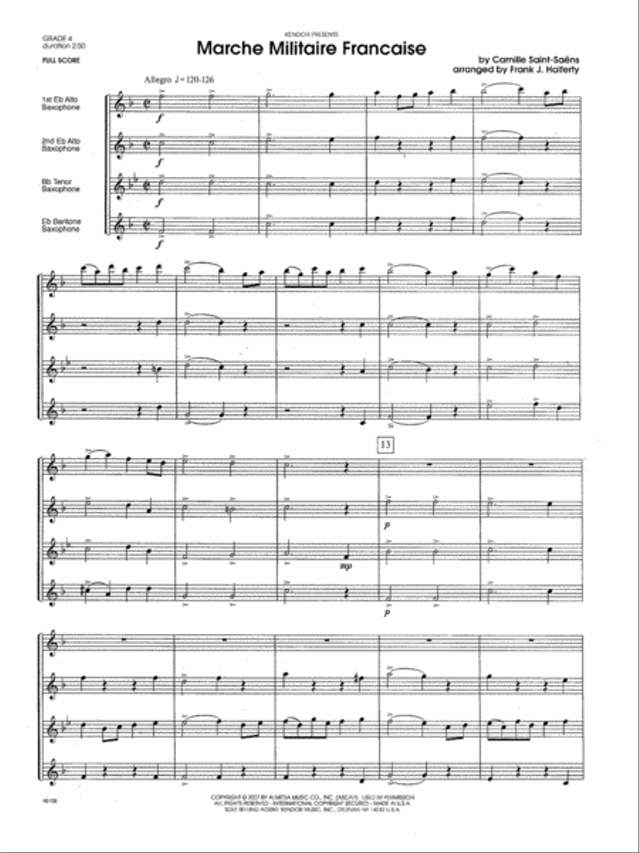 Marche Militaire Francaise Baritone Saxophone scores gallery preview page 2