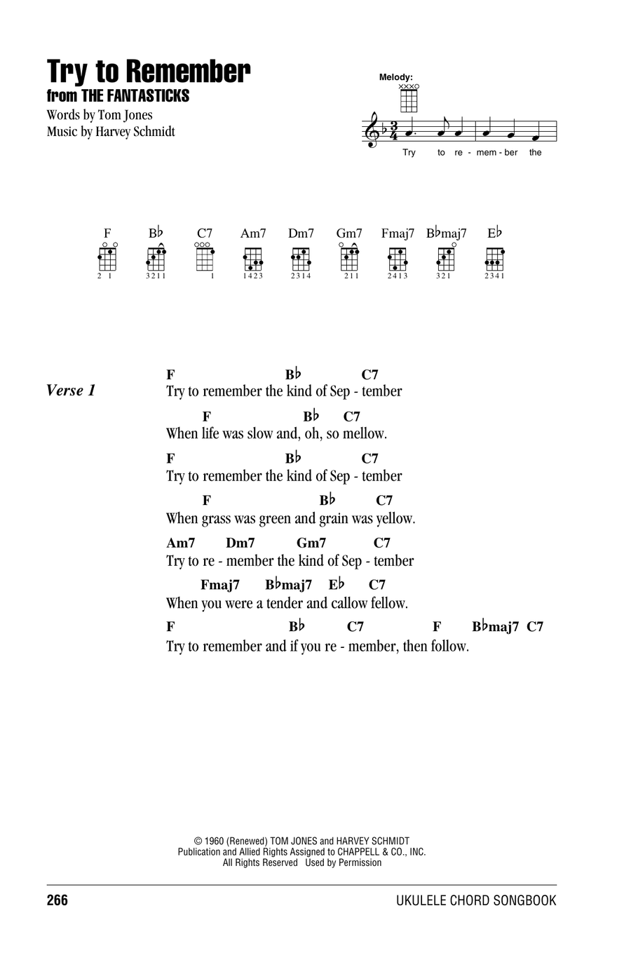 Try To Remember Ukulele scores gallery preview page 1