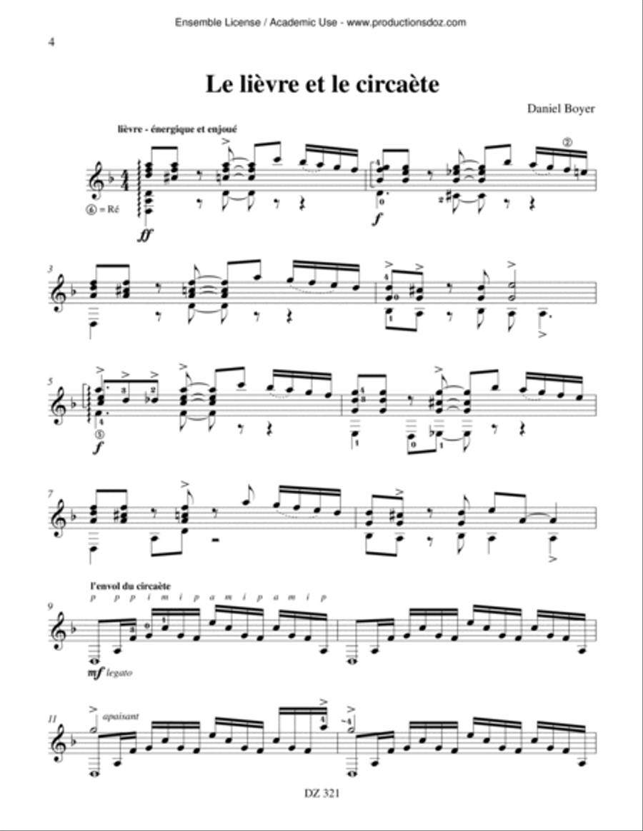 Domino en do mineur, Le lièvre et le circaète Classical Guitar scores gallery preview page 4