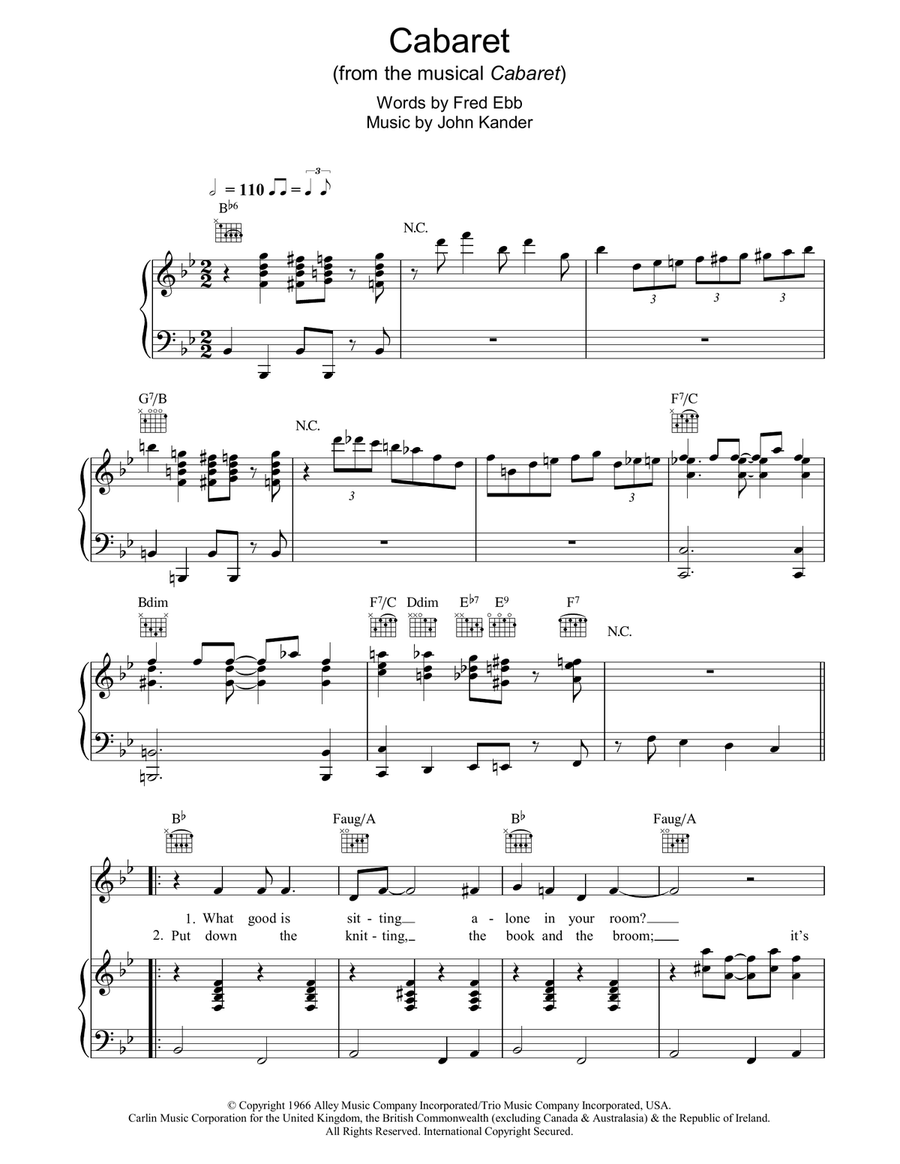Cabaret Piano, Vocal, Guitar scores gallery preview page 1