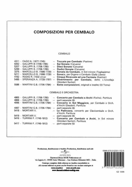 7 Composizioni Inedite Per Clavicembalo