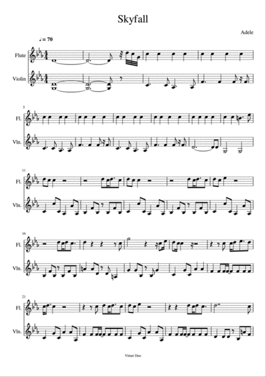 Skyfall Skyfall Flute scores gallery preview page 1