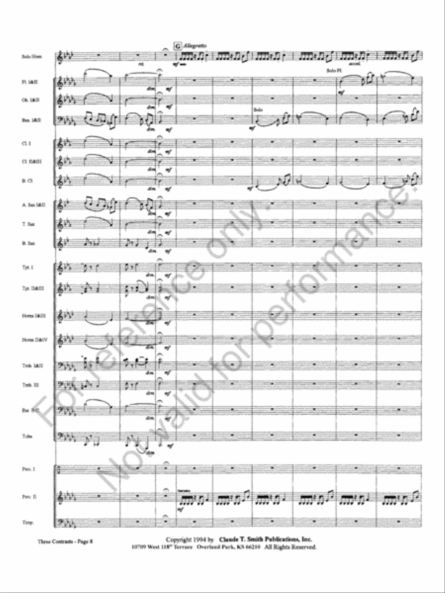 Three Contrasts for Two Horns And Wind Ensemble Concert Band scores gallery preview page 12