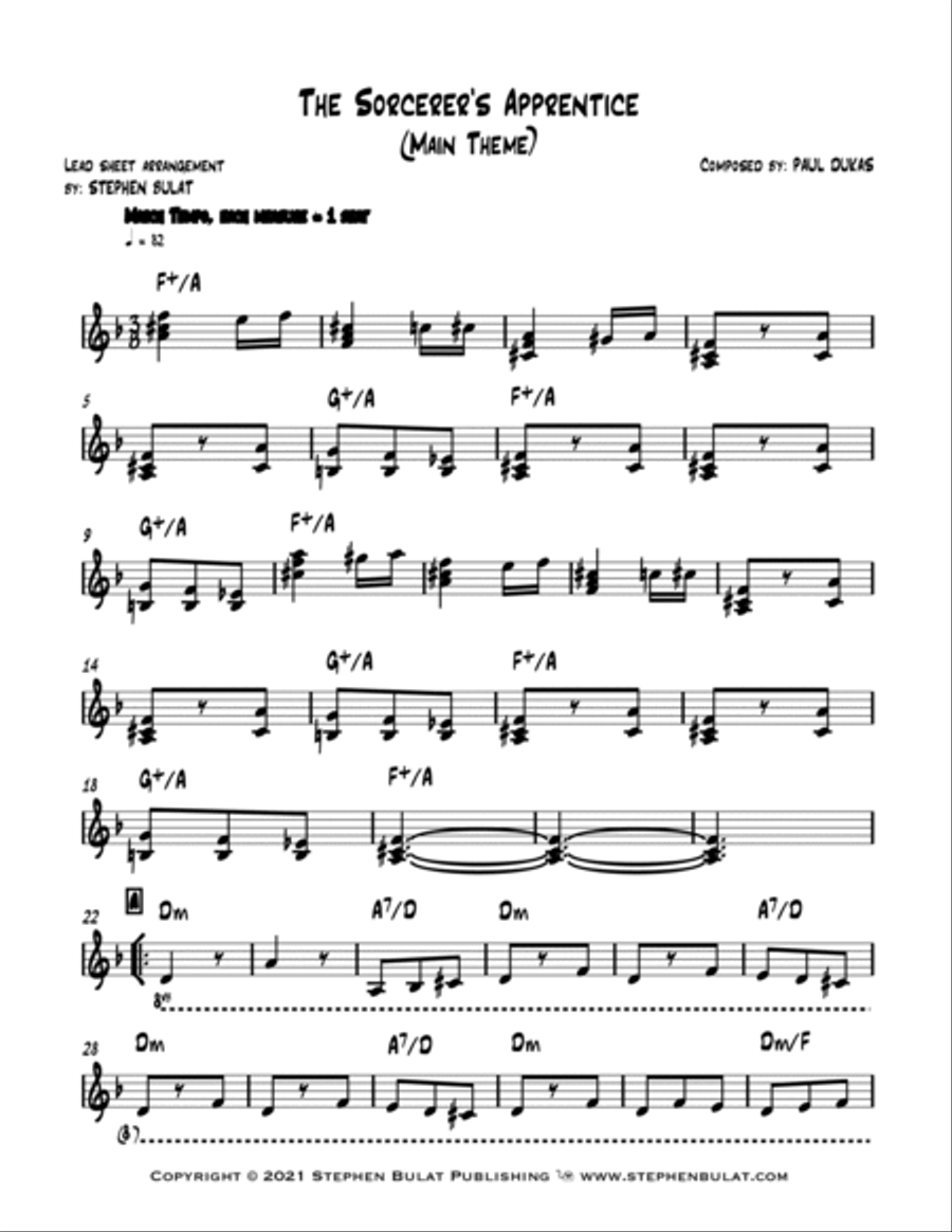 The Sorcerer's Apprentice (from Walt Disney's Fantasia) - Lead sheet (key of Dm)