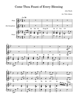 Come Thou Fount of Every Blessing (Flute and Alto Sax Duet)