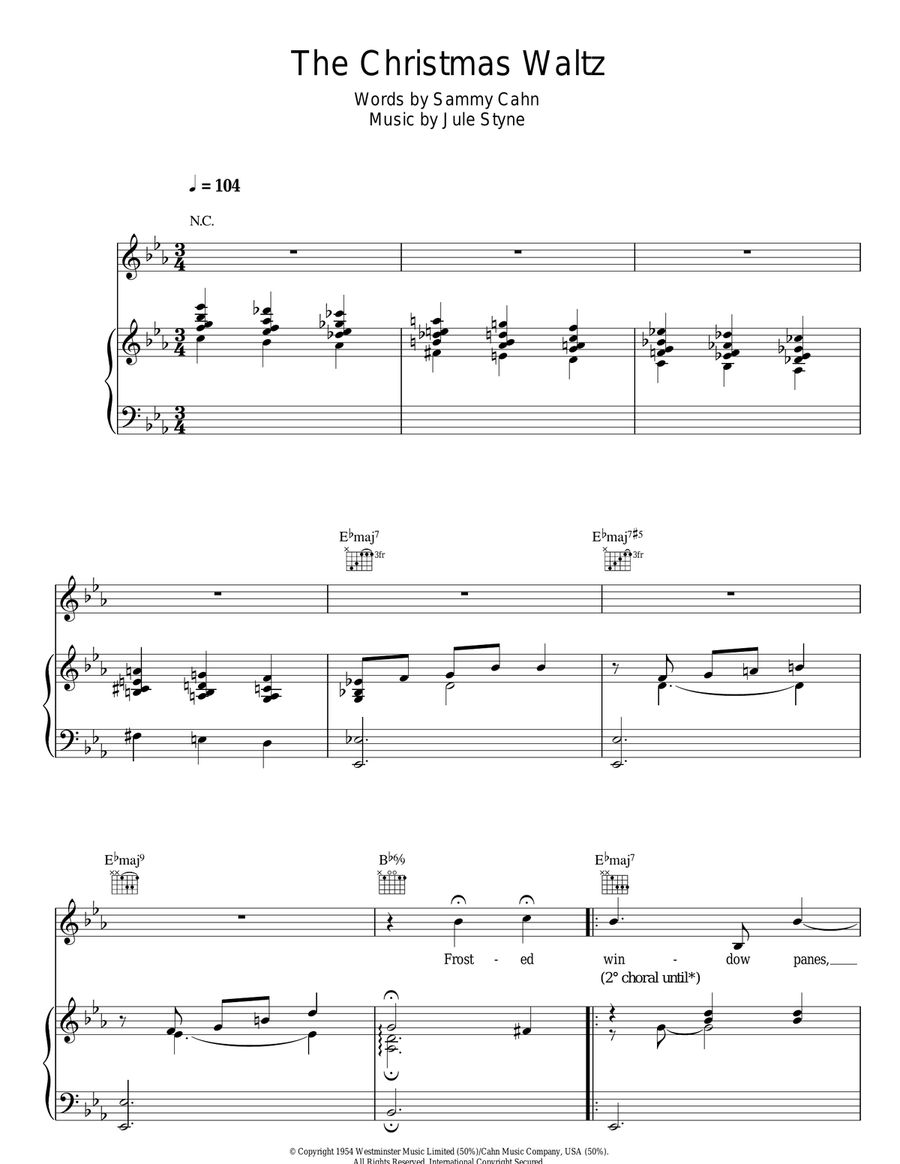 The Christmas Waltz Piano, Vocal scores gallery preview page 1