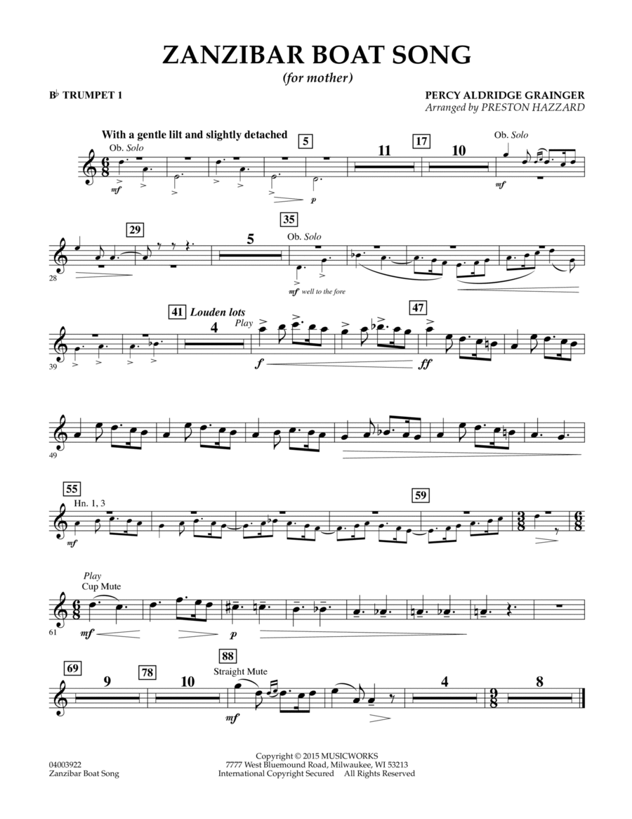 Zanzibar Boat Song - Bb Trumpet 1 B-Flat Trumpet scores gallery preview page 1