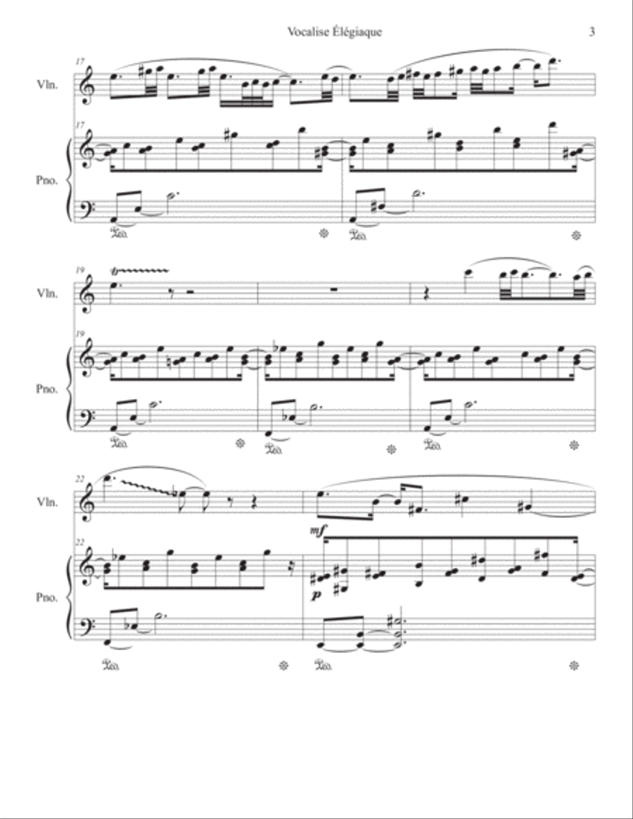 Vocalise Élégiaque for Violin and Piano (2016) Violin Solo scores gallery preview page 3