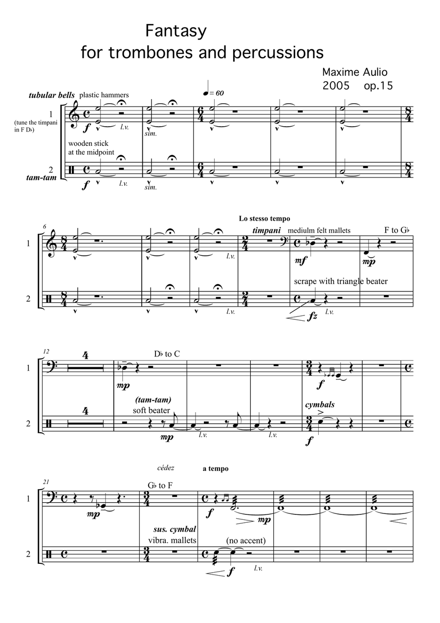 Fantasy for trombones & percussion - set of parts Percussion Ensemble scores gallery preview page 4