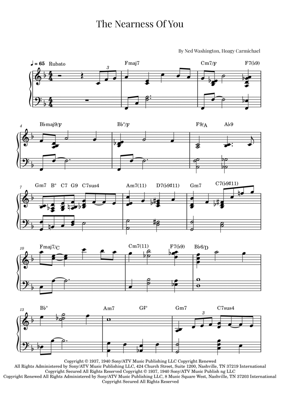 The Nearness Of You Easy Piano scores gallery preview page 1