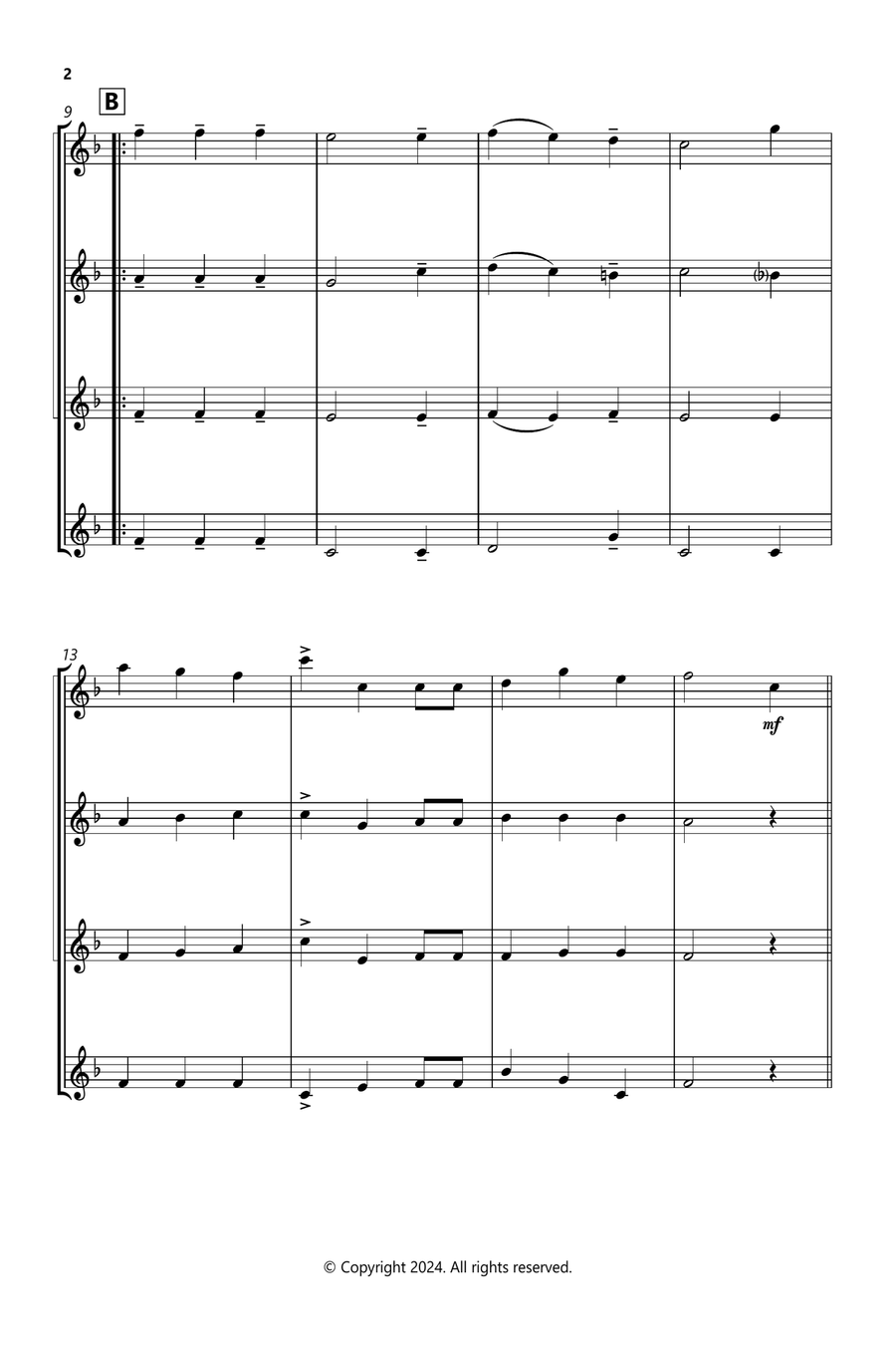 We Wish You A Merry Christmas Clarinet Quartet scores gallery preview page 2