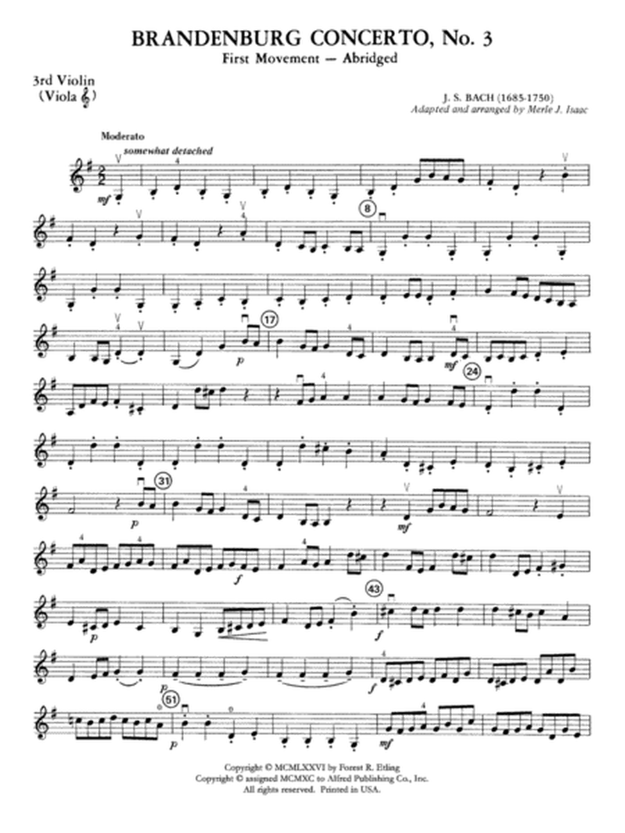 Brandenburg Concerto No. 3: 3rd Violin (Viola [TC])