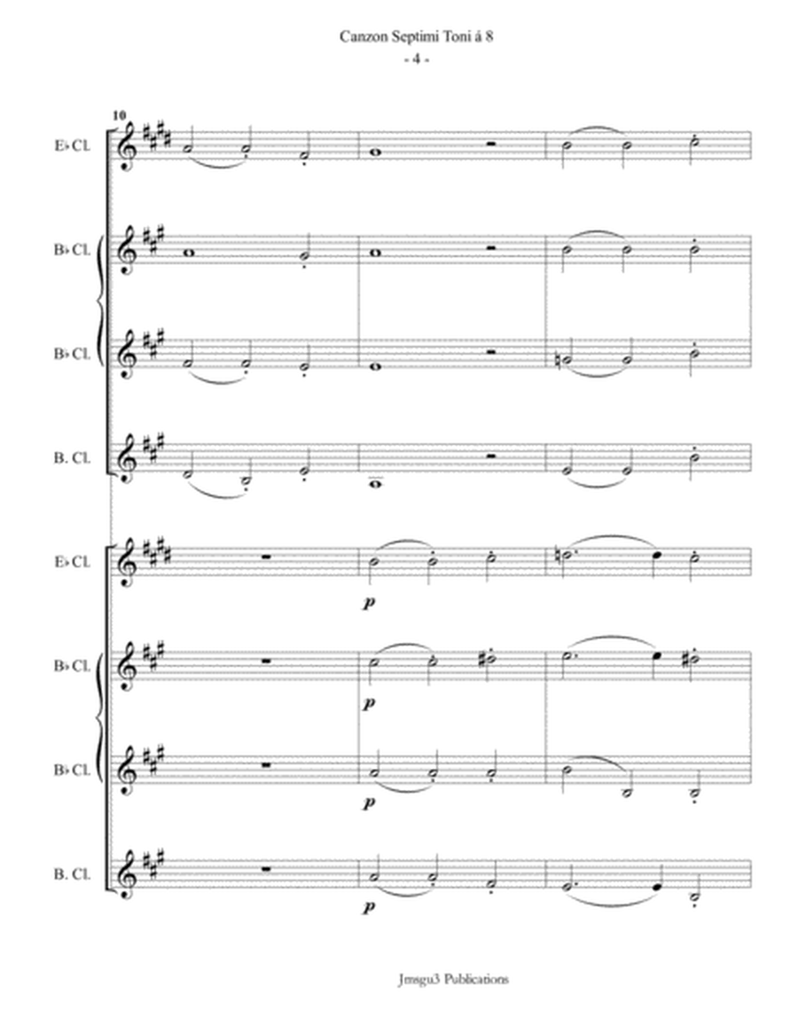 Gabrieli: Canzon Septimi Toni Ch. 172 for Clarinet Choir image number null