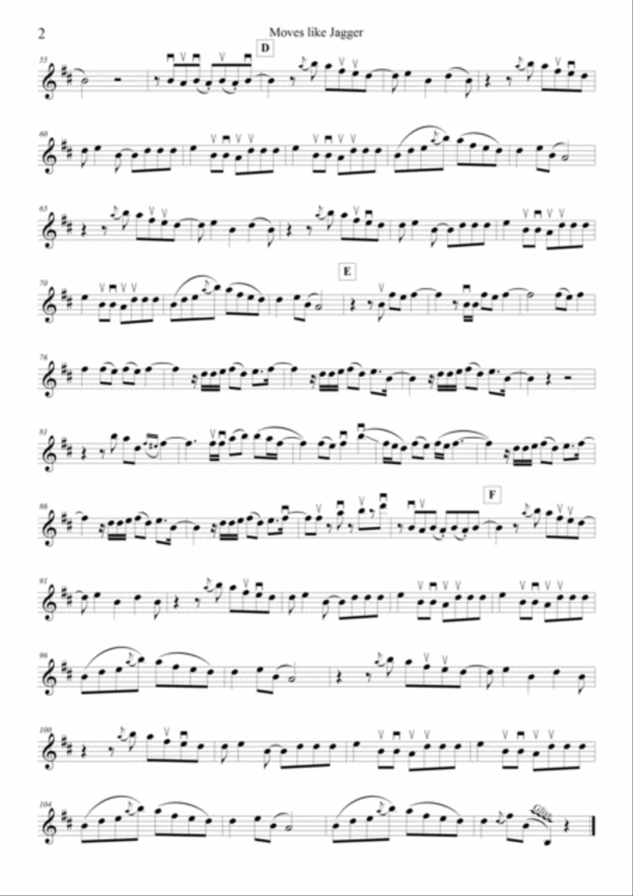 Moves Like Jagger String Quartet scores gallery preview page 2