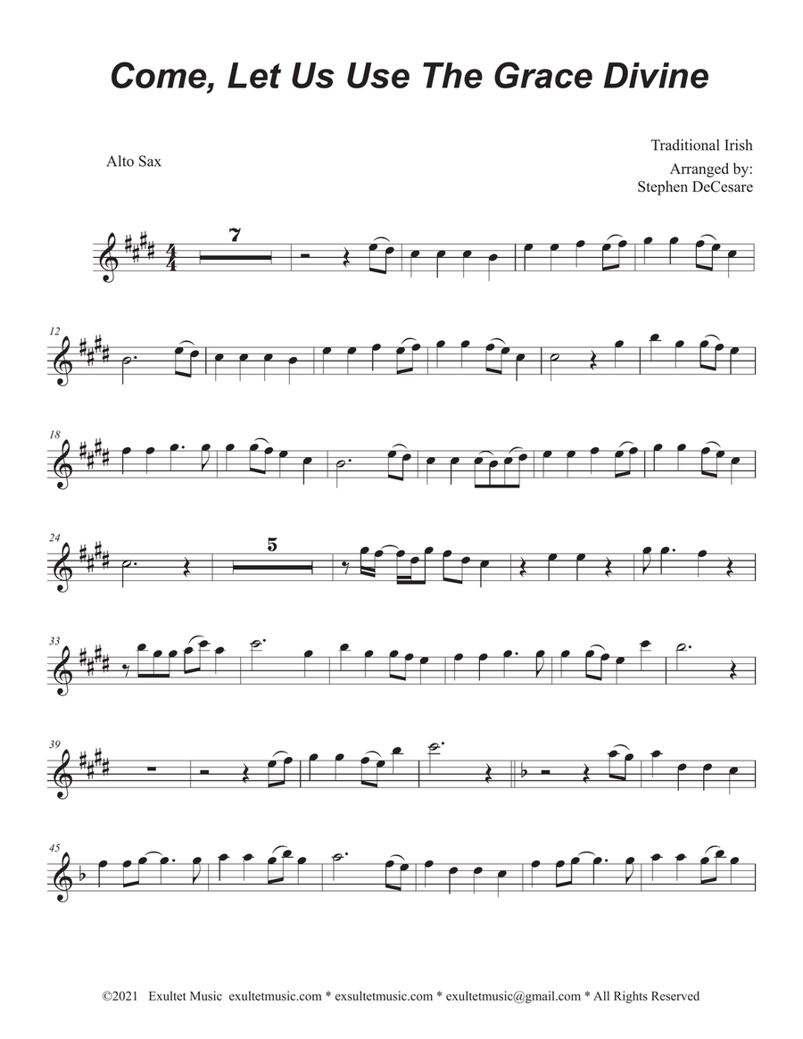 Come, Let Us Use The Grace Divine (Alto Saxophone and Piano) Alto Saxophone scores gallery preview page 6