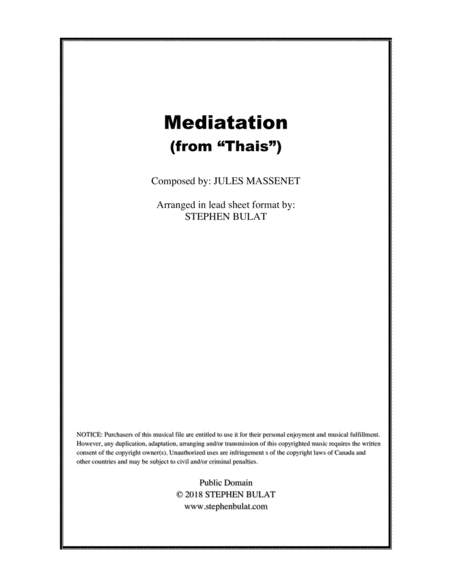 Meditation (from "Thais") by Massenet in key of C