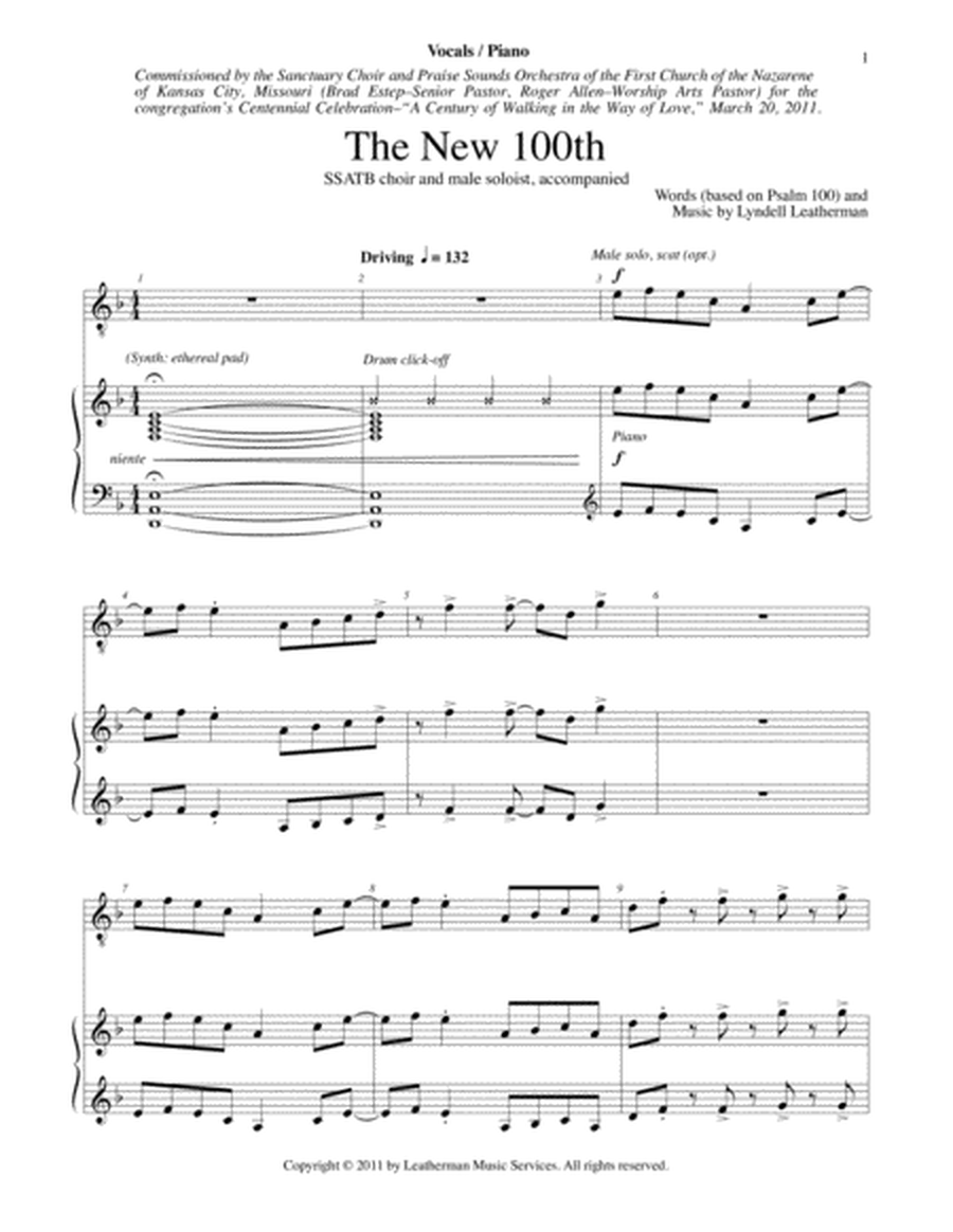 The New 100th--Vocal/Piano/Chords image number null