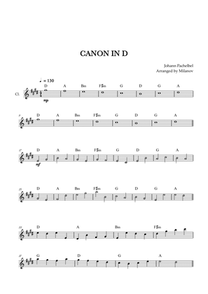 Book cover for Canon in D | Pachelbel | Clarinet in Bb