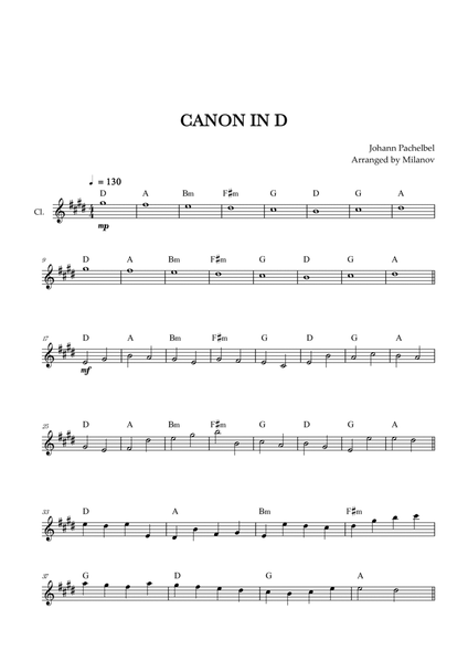 Canon in D | Pachelbel | Clarinet in Bb image number null