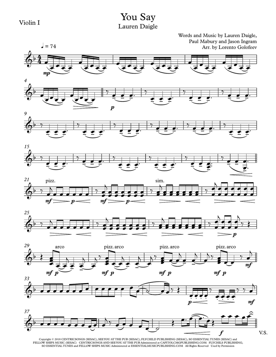 You Say String Quartet scores gallery preview page 1