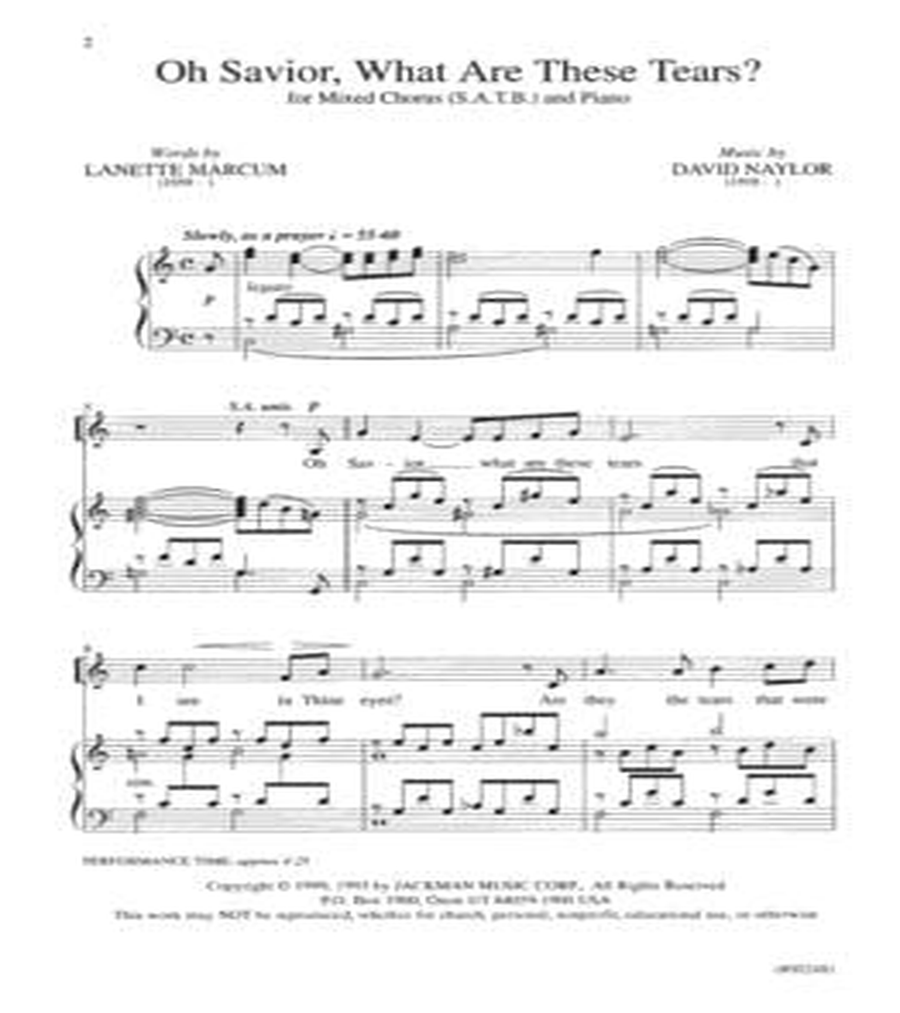 Oh Savior, What Are These Tears? - SATB 4-Part scores gallery preview page 2