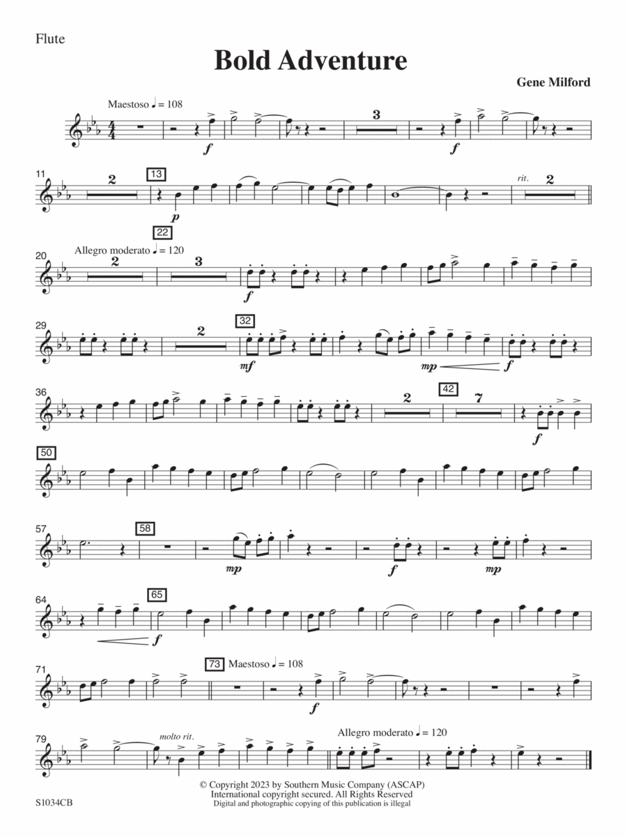 Bold Adventure - Flute Bold Adventure - Flute Concert Band scores gallery preview page 1
