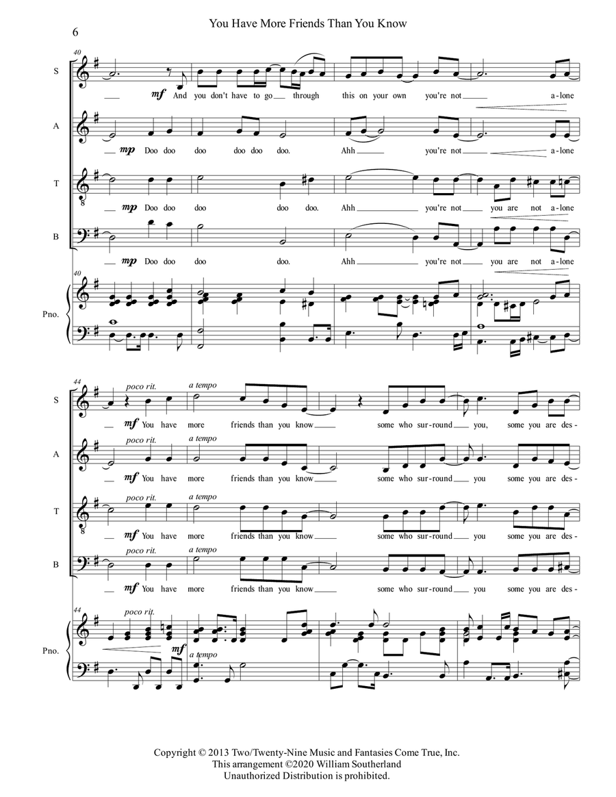You Have More Friends Than You Know 4-Part scores gallery preview page 6