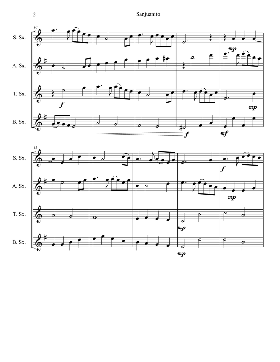 Mi chagrita caprichosa (Sanjuanito) Woodwind Quartet scores gallery preview page 2