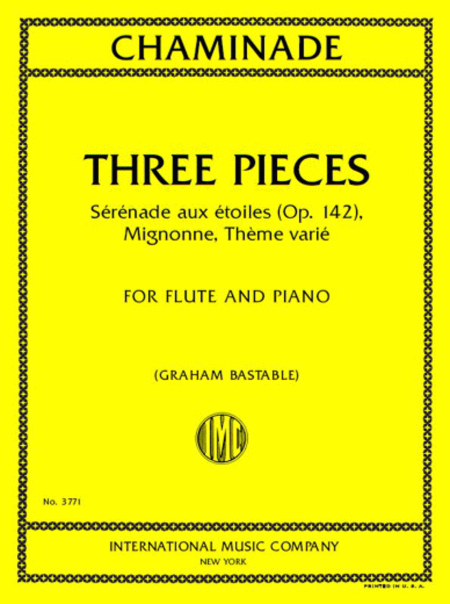Three Pieces: Serenade Aux Etoiles (Op. 142), Mignonne, Theme Varie Flute Solo scores gallery preview page 1