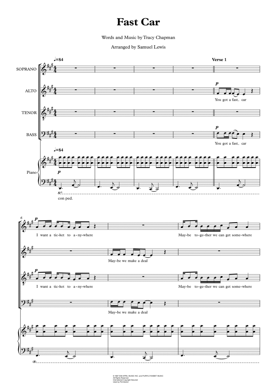 Fast Car Fast Car 4-Part scores gallery preview page 1