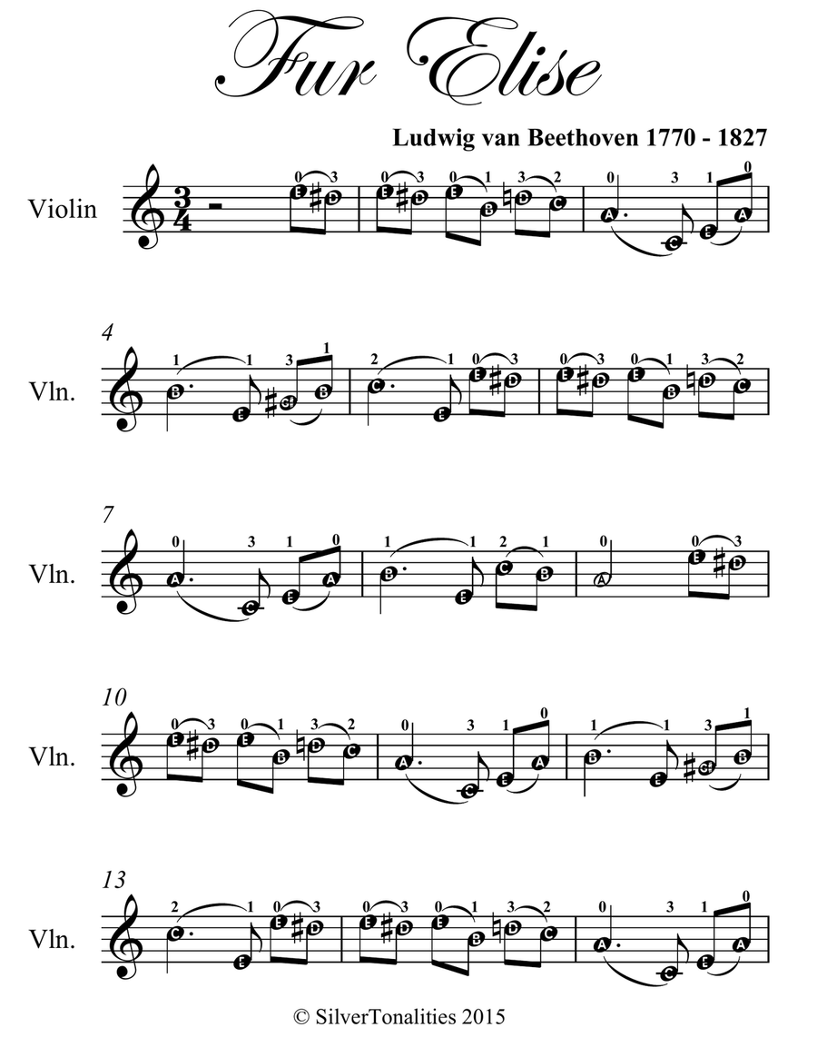 Fur Elise Easy Violin Sheet Music Violin Solo scores gallery preview page 2